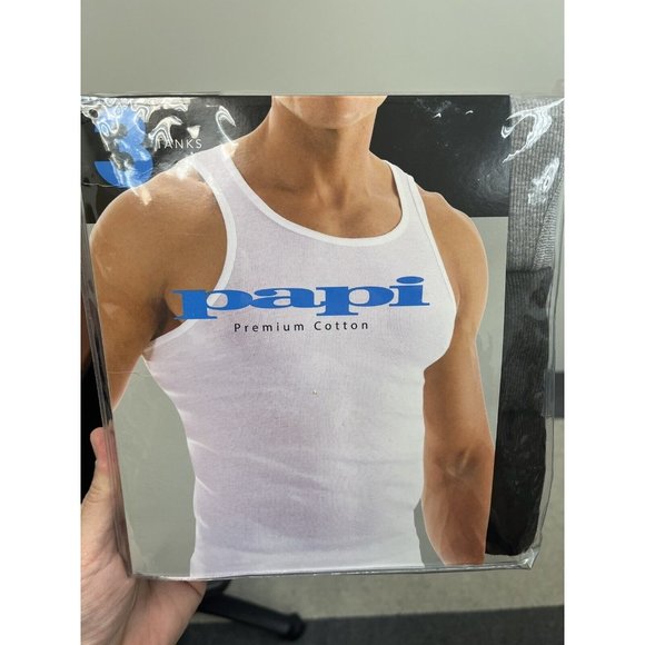 Papi 3-Pack Tank Tops Grey/Black 559110ST-962 BNIB - Picture 1 of 2